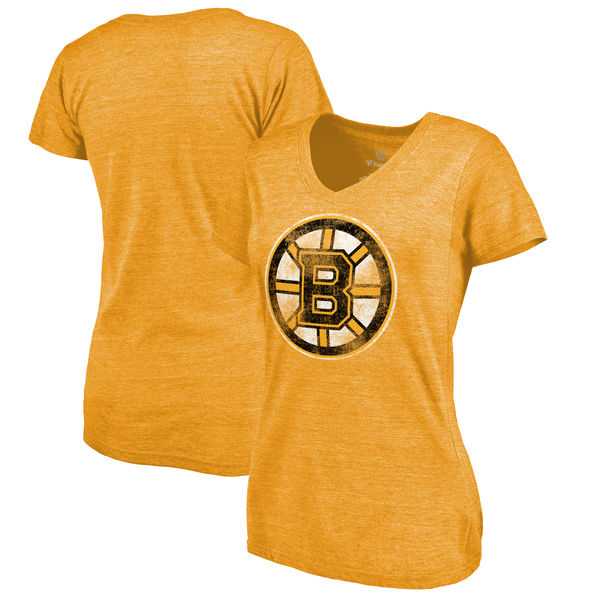Women's Boston Bruins Distressed Team Primary Logo V Neck Tri Blend T-Shirt Gold FengYun,We sell and wholesale Women's Boston Bruins Distressed Team Primary Logo V Neck Tri Blend T-Shirt Gold FengYun on line form chian!